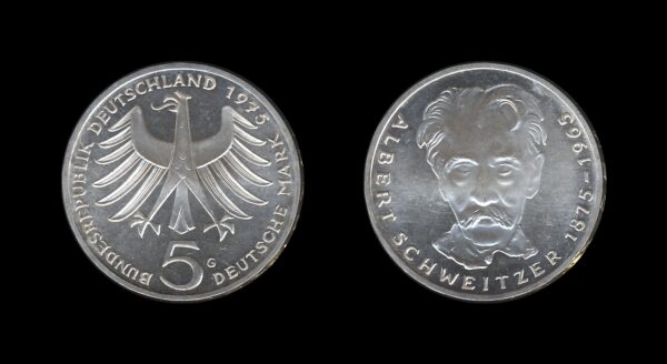 Germany Njemačka 5 Mark 1975 – Albert Schweitzer