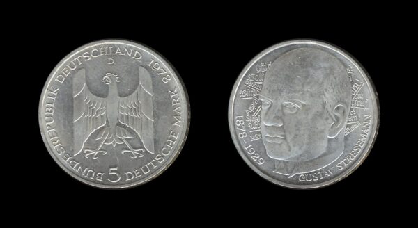 Germany Njemačka 5 Mark 1978 – Gustav Stresemann