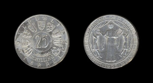 Austria Austrija 25 Schilling 1955 – National Theater Srebrnjak