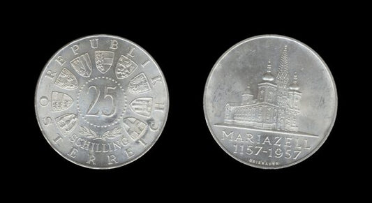 Austria Austrija 25 Schilling 1957 – Mariazell Srebrnjak