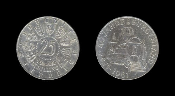 Austria Austrija 25 Schilling 1961 – Burgenland Srebrnjak