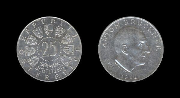 Austria Austrija 25 Schilling 1962 – Anton Bruckner Srebrnjak