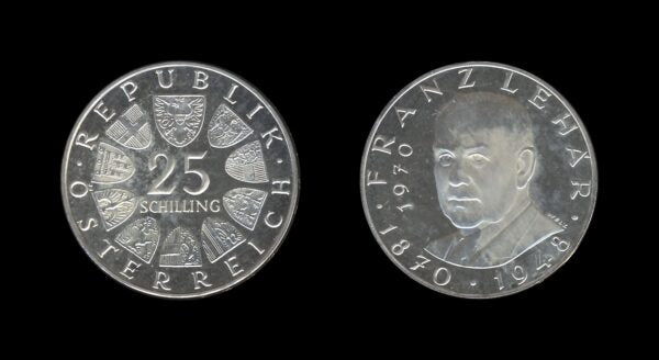 Austria Austrija 25 Schilling 1970 – Franz Lehar Srebrnjak