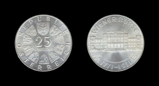 Austria Austrija 25 Schilling 1971 – Wiener Börse Srebrnjak