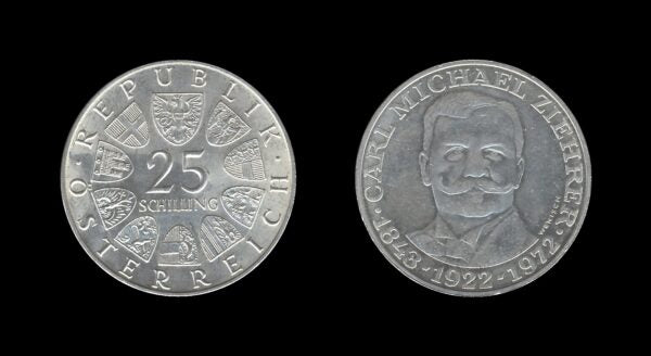 Austria Austrija 25 Schilling 1972 – Carl Michael Ziehrer Srebrnjak