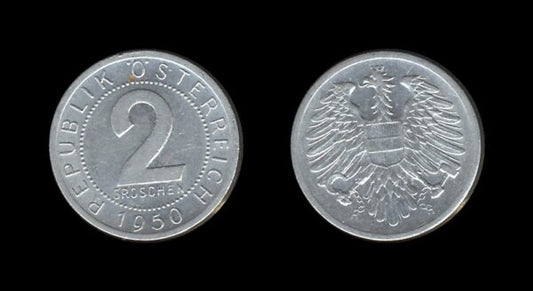 Austria Austrija 2 Groschen 1950