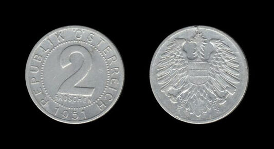 Austria Austrija 2 Groschen 1951