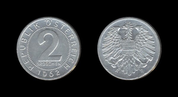 Austria Austrija 2 Groschen 1962