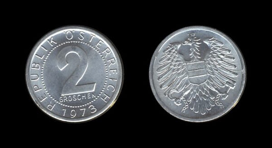 Austria Austrija 2 Groschen 1973