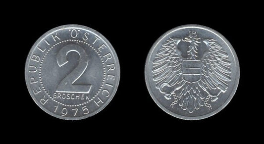 Austria Austrija 2 Groschen 1975