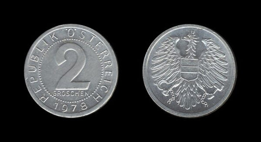 Austria Austrija 2 Groschen 1978