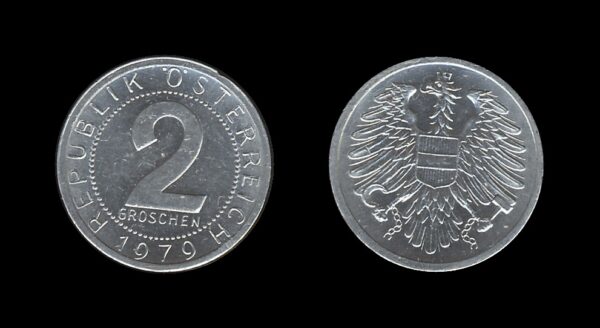 Austria Austrija 2 Groschen 1979