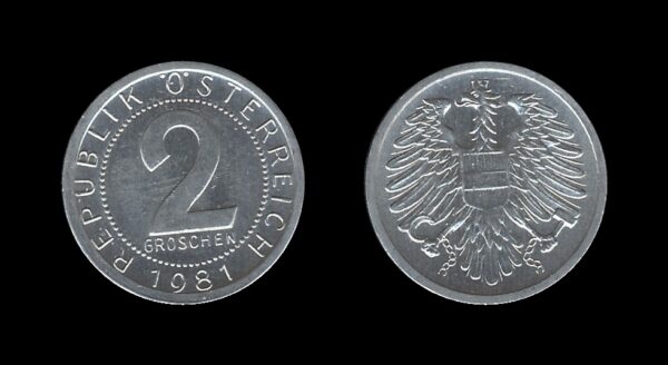 Austria Austrija 2 Groschen 1981