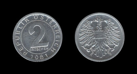 Austria Austrija 2 Groschen 1981