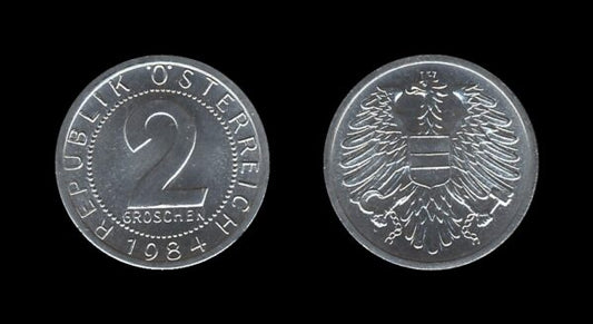 Austria Austrija 2 Groschen 1984