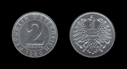 Austria Austrija 2 Groschen 1986