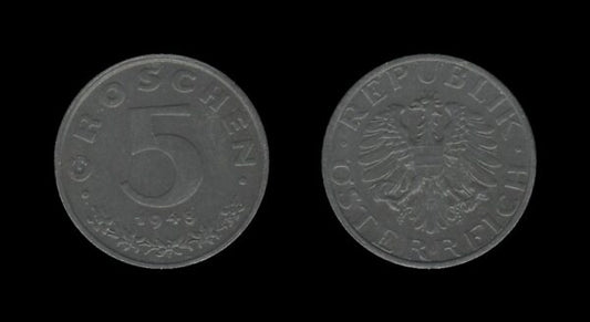 Austria Austrija 5 Groschen 1948