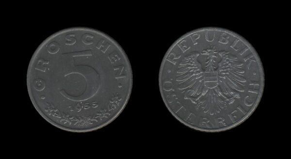 Austria Austrija 5 Groschen 1955