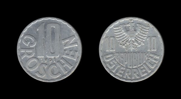 Austria Austrija 10 Groschen 1951