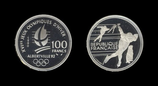 France Francuska 100 Francs 1990 – Speed Skating Srebrnjak