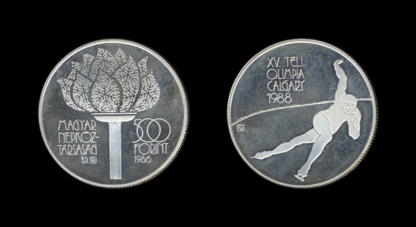 Hungary Mađarska 500 Forint 1986 – Speed Skater Srebrnjak