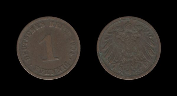 Germany Njemačka 1 Pfennig 1904 A – Wilhelm II