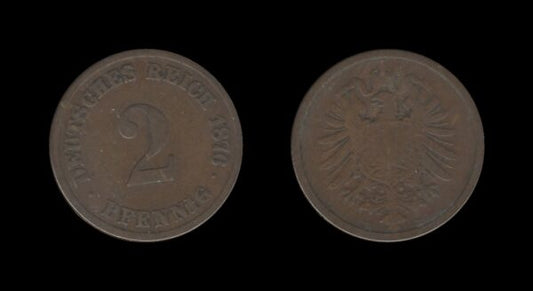 Germany Njemačka 2 Pfennig 1876 E – Wilhelm I