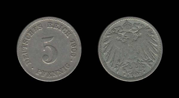 Germany Njemačka 5 Pfennig 1906 J – Wilhelm II