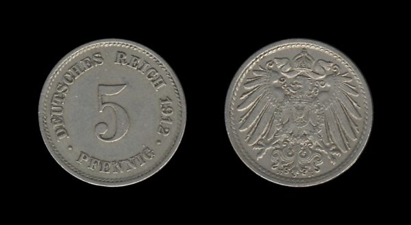 Germany Njemačka 5 Pfennig 1912 E – Wilhelm II