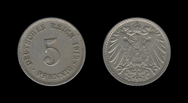 Germany Njemačka 5 Pfennig 1912 G – Wilhelm II