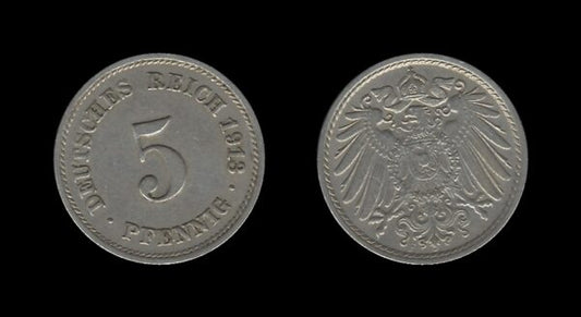 Germany Njemačka 5 Pfennig 1913 F – Wilhelm II