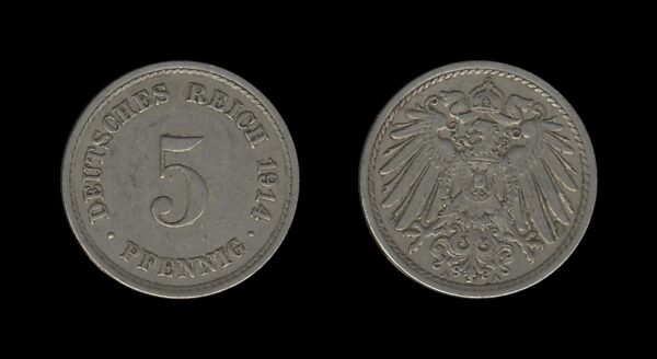 Germany Njemačka 5 Pfennig 1914 A – Wilhelm II