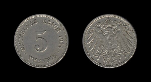 Germany Njemačka 5 Pfennig 1914 J – Wilhelm II