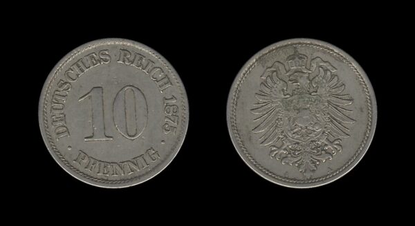 Germany Njemačka 10 Pfennig 1875 A – Wilhelm I