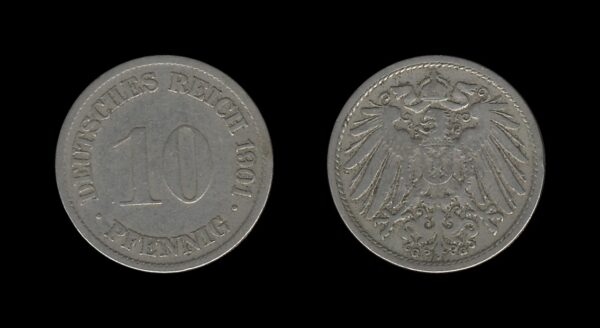 Germany Njemačka 10 Pfennig 1901 G – Wilhelm II