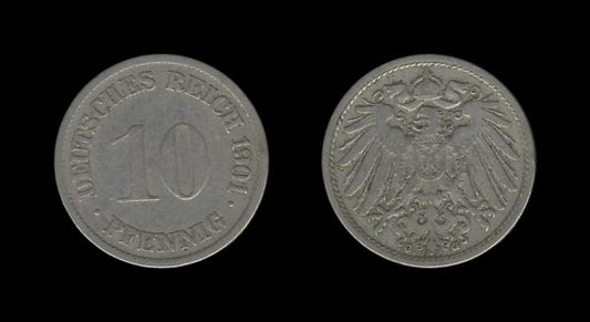 Germany Njemačka 10 Pfennig 1901 G – Wilhelm II