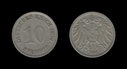 Germany Njemačka 10 Pfennig 1909 A – Wilhelm II