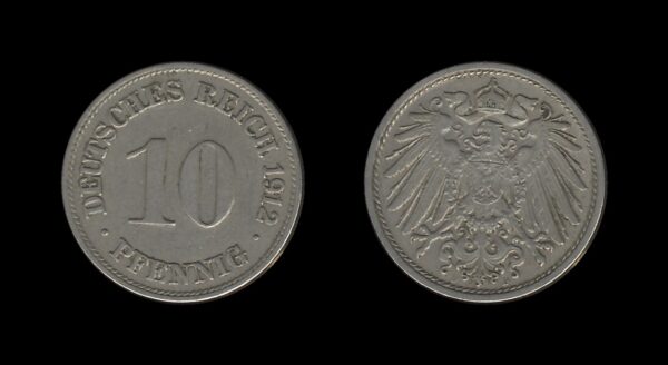 Germany Njemačka 10 Pfennig 1912 D – Wilhelm II