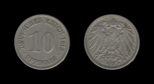 Germany Njemačka 10 Pfennig 1912 D – Wilhelm II