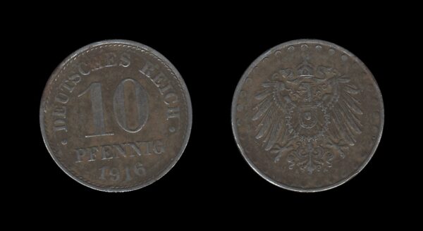 Germany Njemačka 10 Pfennig 1916 A – Wilhelm II