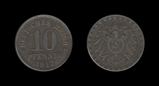 Germany Njemačka 10 Pfennig 1917 J – Wilhelm II