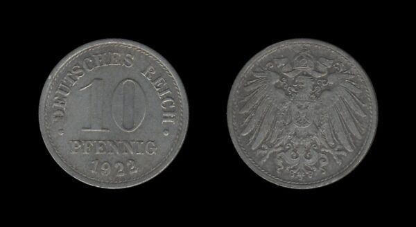 Germany Njemačka 10 Pfennig 1922 – Wilhelm II