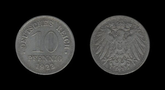 Germany Njemačka 10 Pfennig 1922 – Wilhelm II