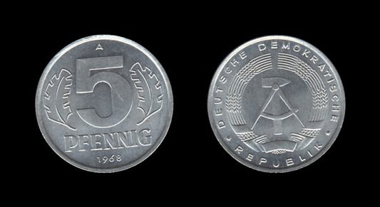 Germany Njemačka DDR 5 Pfennig 1968