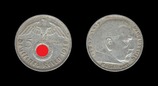 Germany Njemačka 3. Reich 5 Reichsmark 1938 F – Paul von Hindenburg