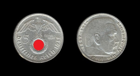 Germany Njemačka 3. Reich 5 Reichsmark 1938 J – Paul von Hindenburg