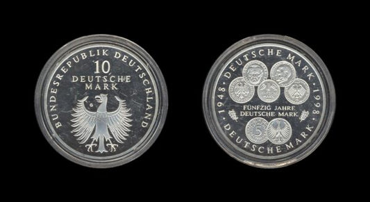 Germany Njemačka 10 Mark 1998 G – 50th Anniversary of the Deutsche Mark