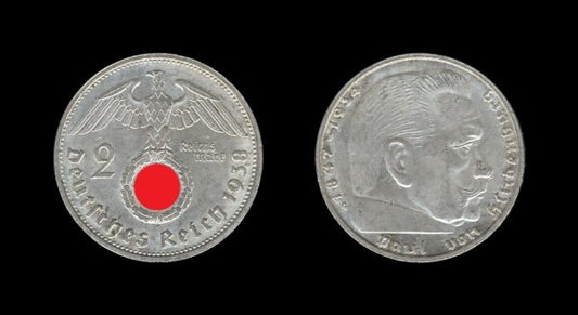 Germany Njemačka 3. Reich 2 Reichsmark 1938 G – Paul von Hindenburg