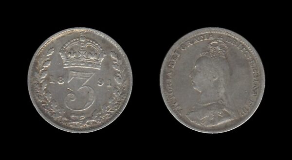 United Kingdom Velika Britanija 3 Pence 1891 – Victoria