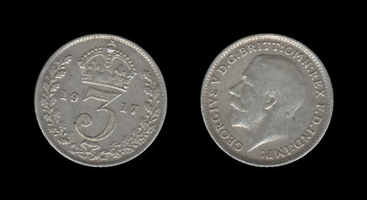 United Kingdom Velika Britanija 3 Pence 1917 – George V